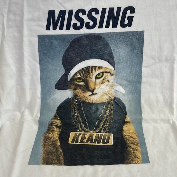 Next Level Apparel Missing Keanu T-Shirt Short Sleeve White Logo on Size M NWOT - Picture 7 of 9